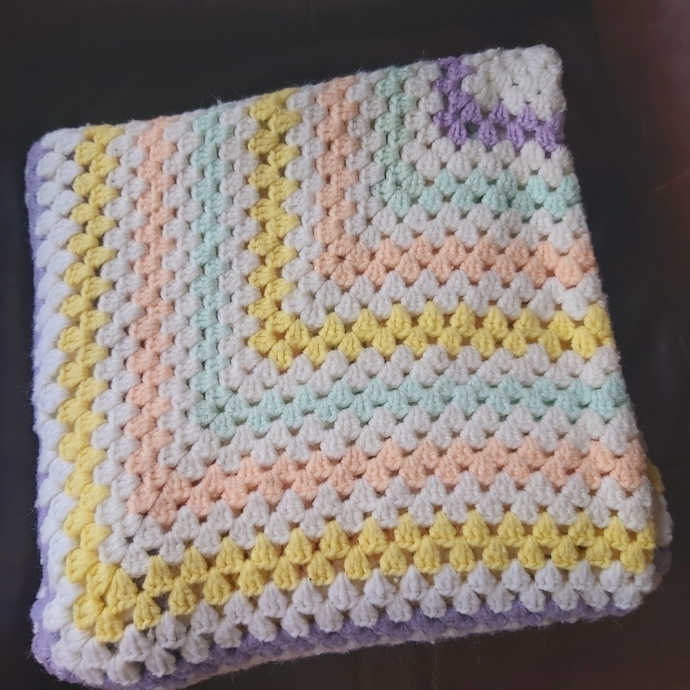 Handmade crocheted blanket knitted